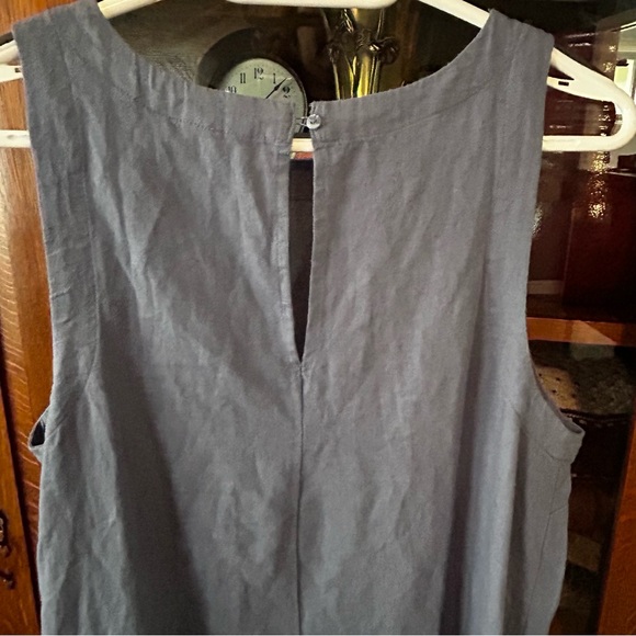NWT Banana Republic Sleeveless Slate Blue, Linen Rayon Blend Dress - Picture 12 of 16